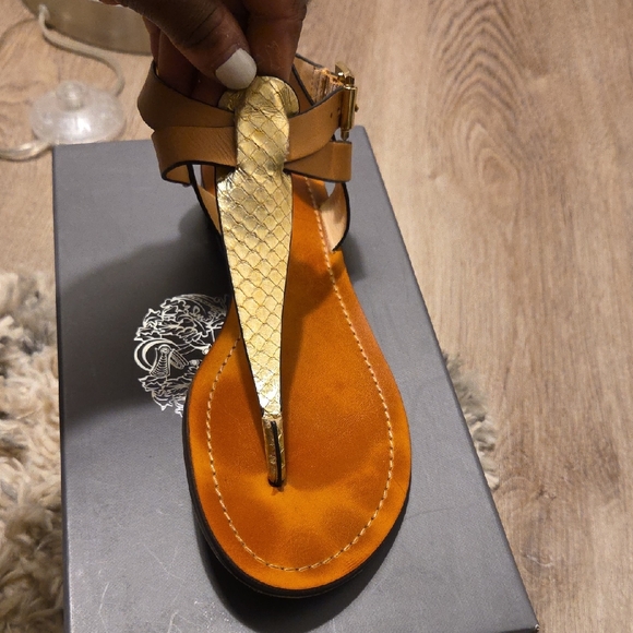 Vince Camuto Tan and Gold Sandals - Picture 1 of 2